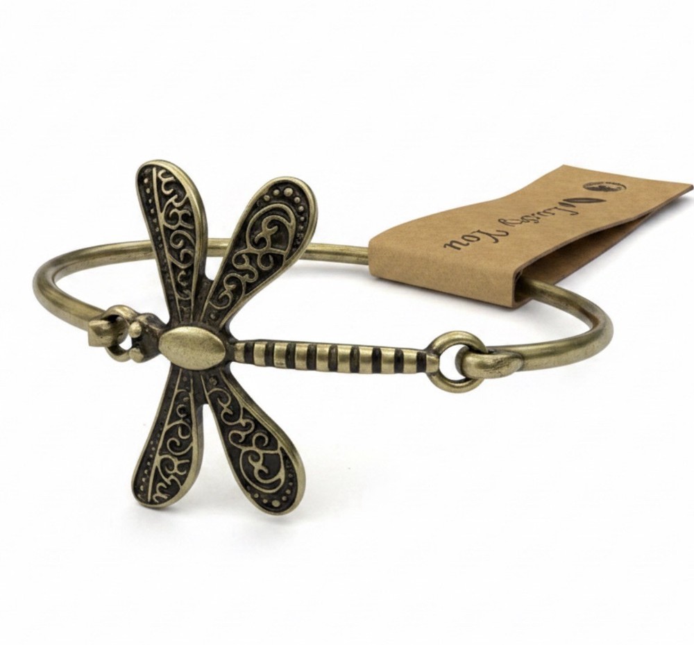 Antique Brass Finish Dragonfly Unique Wristband Bracelet Bangle Cuff