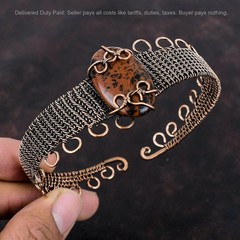 Valentines Sale Mahogany Obsidian Stone Copper Wire Wrapped Root Chakra New Cuff
