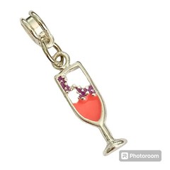 Champagne Glass Cocktail Flute Cup European Slider Charm for Bracelet Necklace