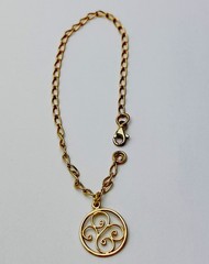 DaneCraft 24KT Gold Over 925 Sterling Butterfly Charm Link Bracelet 7 1/2”