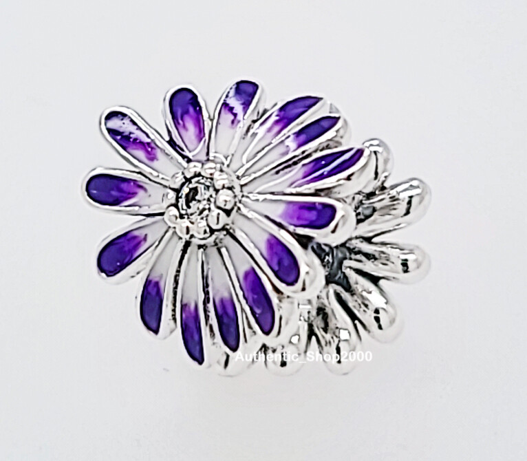 New 100% Authentic PANDORA 925 Ale Purple Daisy Flower Pendant Charm 798775C02 gallery
