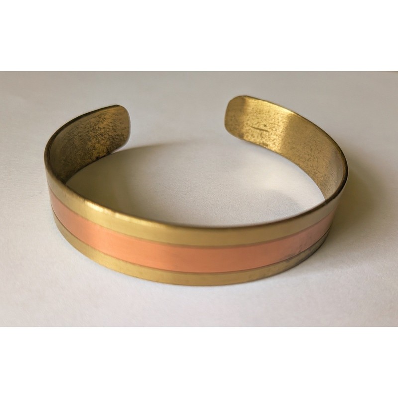 Brass Copper Cuff Bracelet Boho Rustic Mixed Metal Minimalist Stackable Earthy gallery