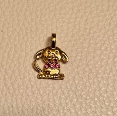 Dog Puppy Charm for You to Wear Rose Pink Stone Fashion Jewelry FREE SHIPPING