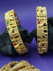 22K Gold Plated Indian Bridal Jewelry Ethnic Bollywood Kada Bracelet Bangles Set