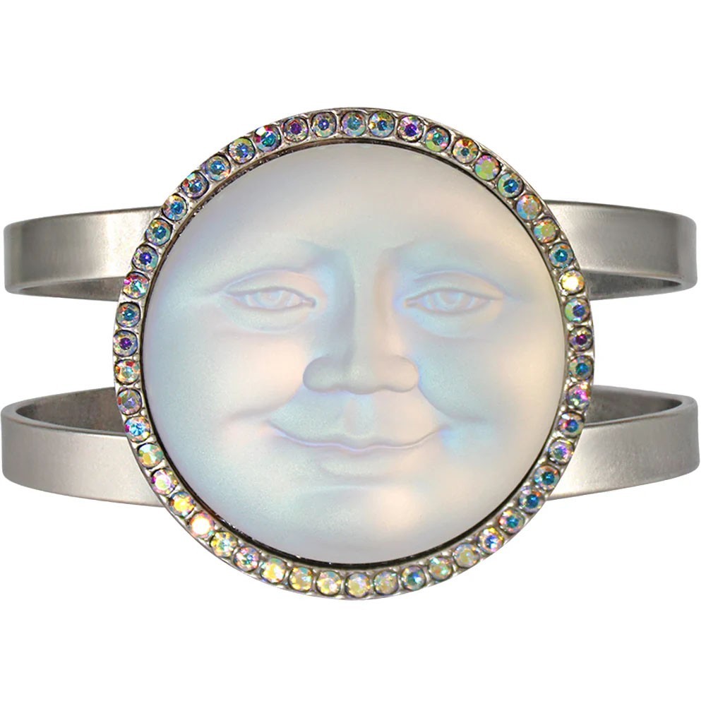 Kirks Folly Glass Seaview Moon 35mm Cuff Bracelet matte silvertone / Crystal AB gallery