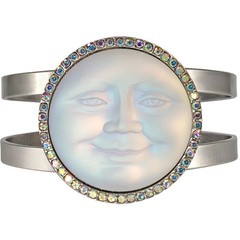 Kirks Folly Glass Seaview Moon 35mm Cuff Bracelet matte silvertone / Crystal AB