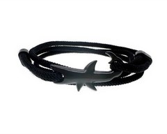 Unisex Shark Nautical Milan Cord Nylon Rope Wrap Bracelet 21 Inches Adjustable