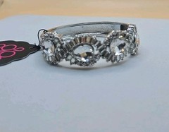 Paparazzi jewelry For the Win White Rhinestone Silver Hinge Bracelet NEW