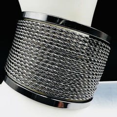 Gunmetal Rope Chain Wide Cuff Bracelet Mesh Wrap Modern Statement