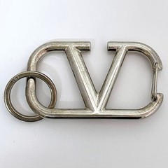 Valentino Garavani Silver Key Ring Logo Carabiner Used Jewelry Accessories