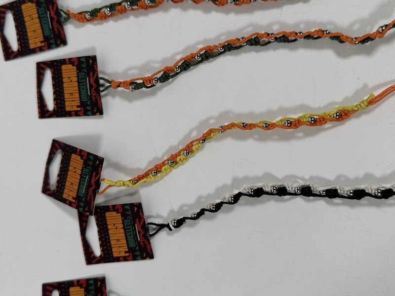 Lot 9 Friendship Bracelets Beaded Orange Green Yellow Black Adjustable New gallery