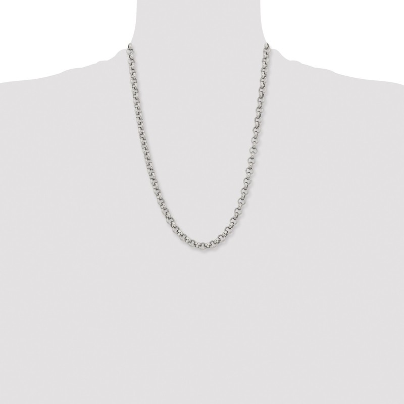 Chisel Stainless Steel Polished 8mm 24 inch Rolo Chain SRN232 gallery