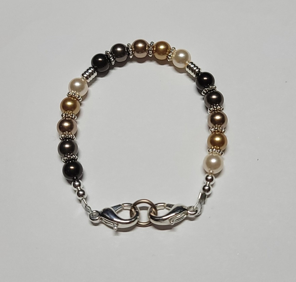 Brown Swarovski Elements Pearl Fall Colors Medical Alert ID Replacement Nice!