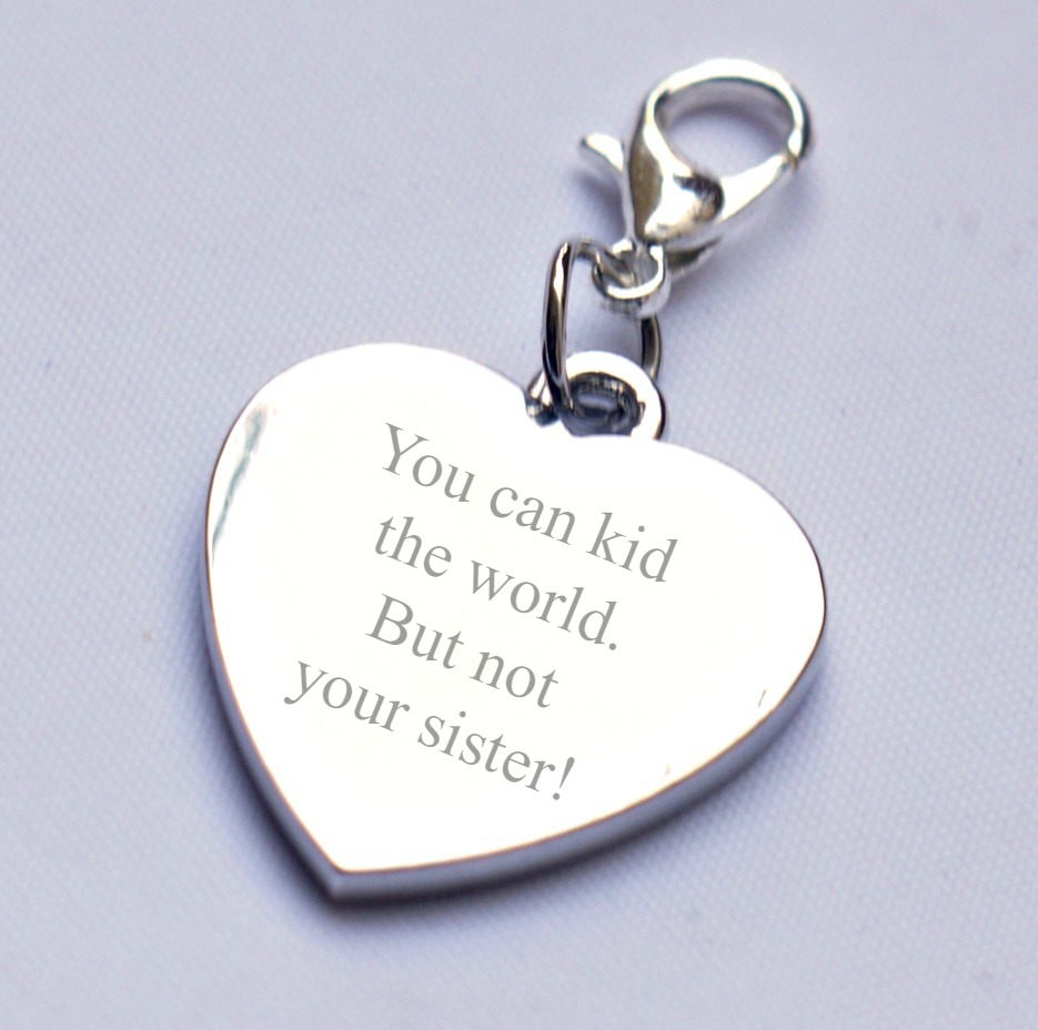 Engravable Personalised Charm Best Sister any text/message/wording birthday gift