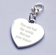 Engravable Personalised Charm Best Sister any text/message/wording birthday gift