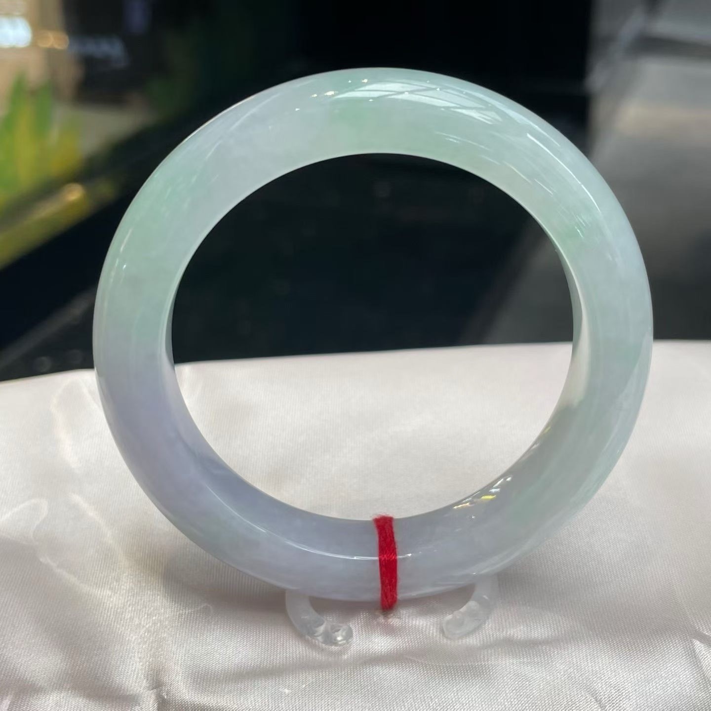 Light icy lavender and green Grade A jadeite 55mm Bangle with certificate gallery