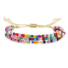 Handmade Adjustable Multi Color Seed Bead Bracelet Boho Festival Jewelry Women