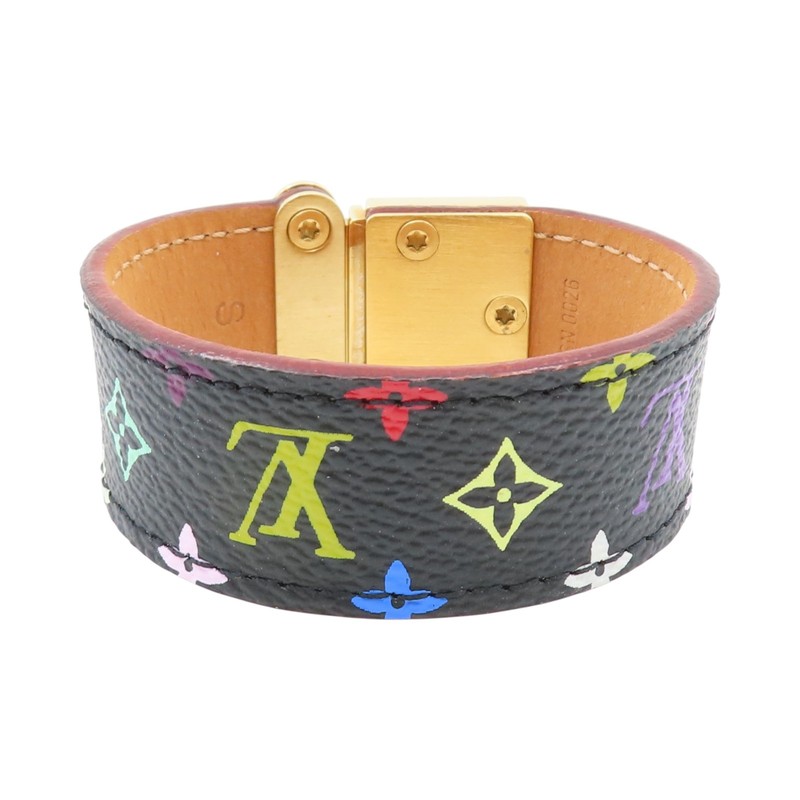 LOUIS VUITTON Murakami Monogram Multicolore Bracelet PVC Canvas Black M65347 gallery