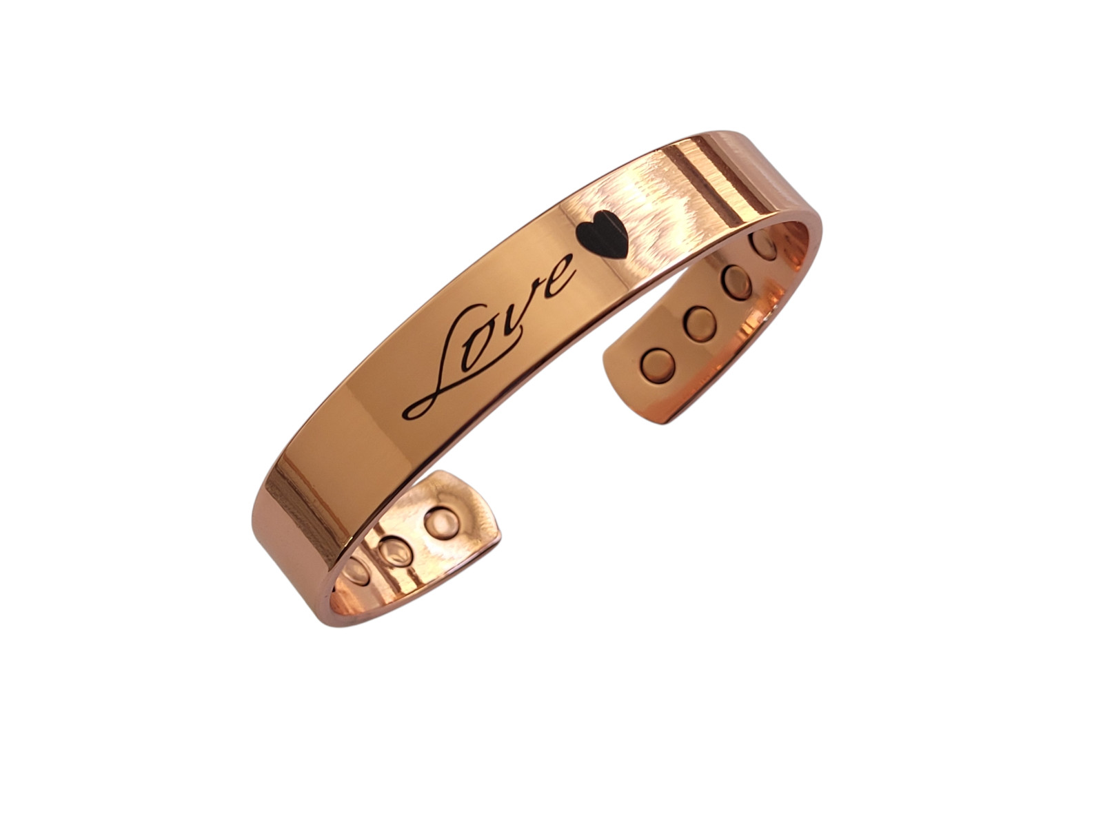 Pure Solid Copper Magnetic Bracelet Arthritis Pain Therapy Energy 12mm Cuff LOVE gallery
