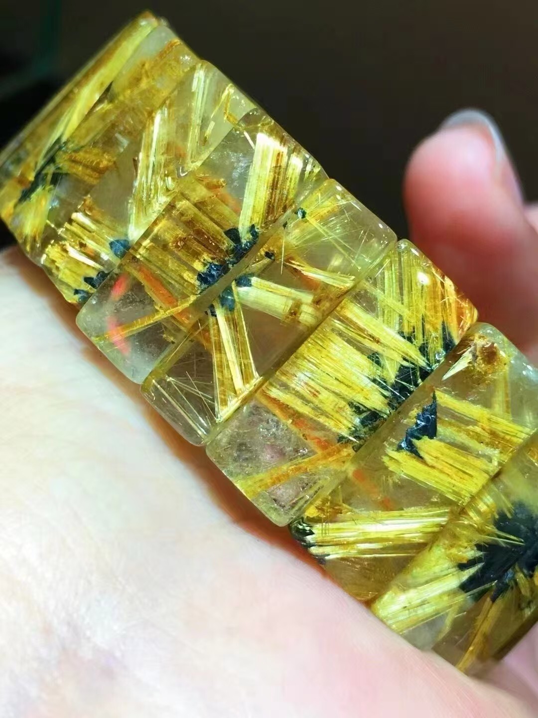Natural Gold Rutilated Quartz Round Beads Wealthy Bracelet 20mm AAAAA gallery