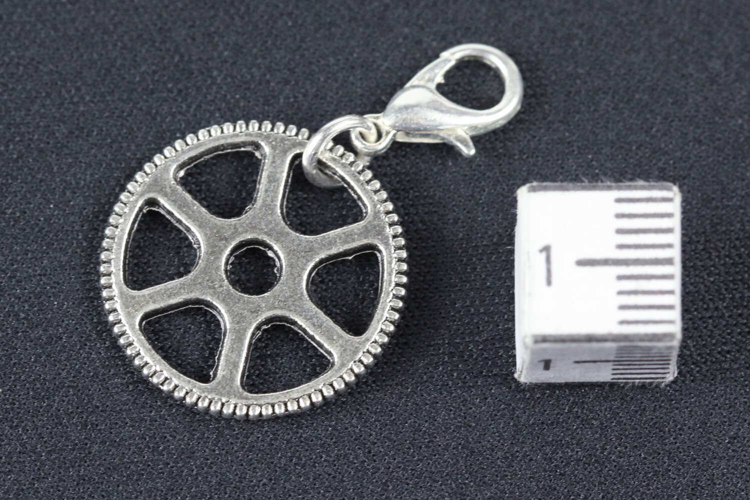 Gearwheel Wheel Timepiece Charm Zipper Pull Charm Steampunk Silver gallery