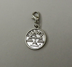 LIBRA Zodiac Sign Charm Zipper Pull Keychain Add On Clip Horoscope Silver Tone