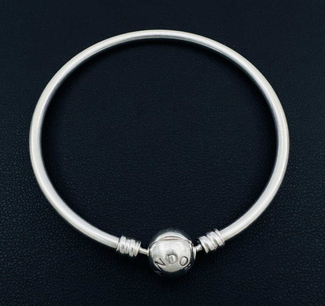 PANDORA ALE 925 Sterling Silver Round Clasp Bangle Bracelet 6.7" (17cm) gallery