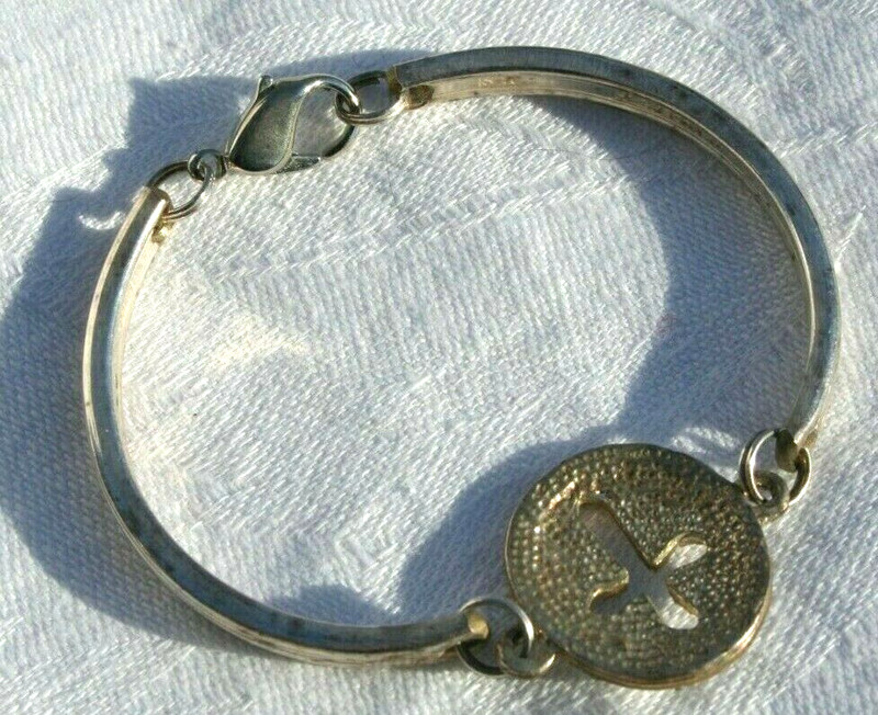 Wm Rogers Spoon Silver Plate Bracelet Rhinestone Cross Cuff 7" Vtg gallery