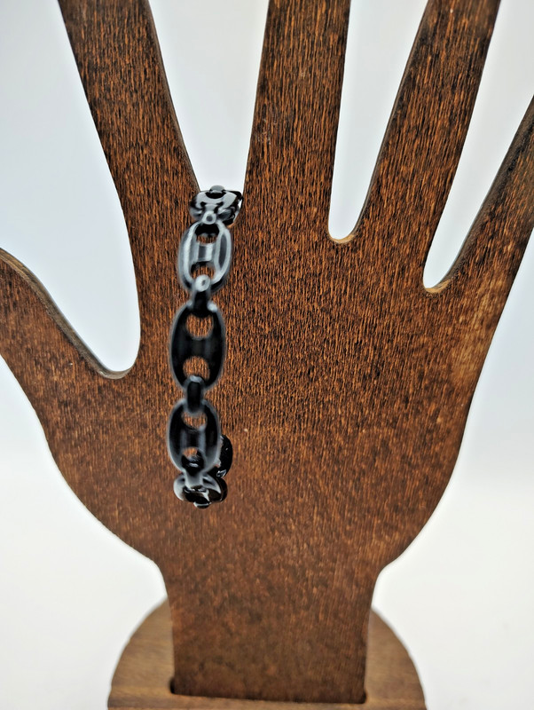 By Alexa Rae Bar Melania Clara Black Link Adjustable Bracelet Bangle 6" gallery