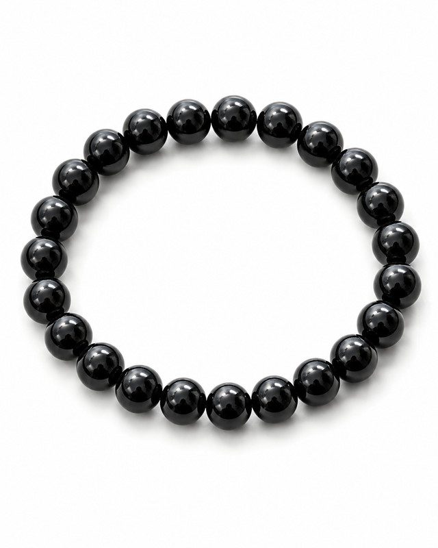 8mm Black Obsidian Stretch Bracelet Genuine Crystal Beaded Bracelet Unisex gallery