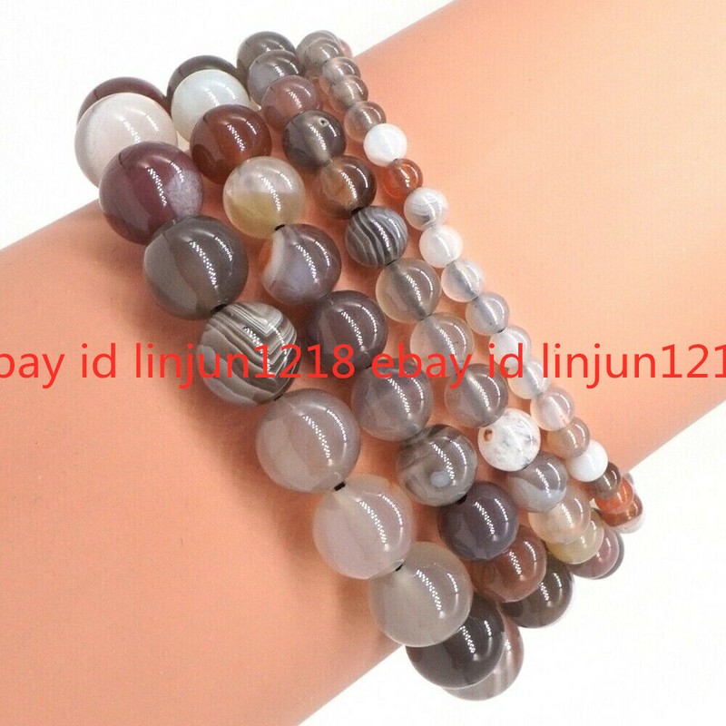 Handmade Natural Gemstone Round Beads Stretch Bracelet Jewelry 4mm 6mm 8mm 10mm gallery
