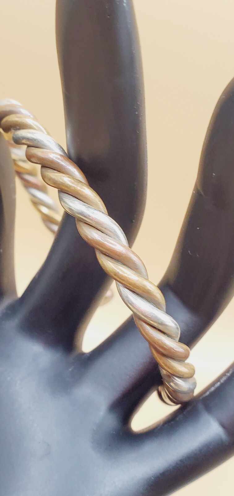 Three-Tone Brass Copper Silver tone Chevron Cuff Bracelet Fashion 6.5 bl05 gallery