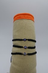 x6 bracelet evil eye kabbalah black cord macrame