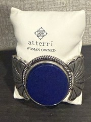 ATTERRI SILVER AND BLUE SEMI-PRECIOUS STONE LAPIS LAZULI CUFF BRACELET NIB