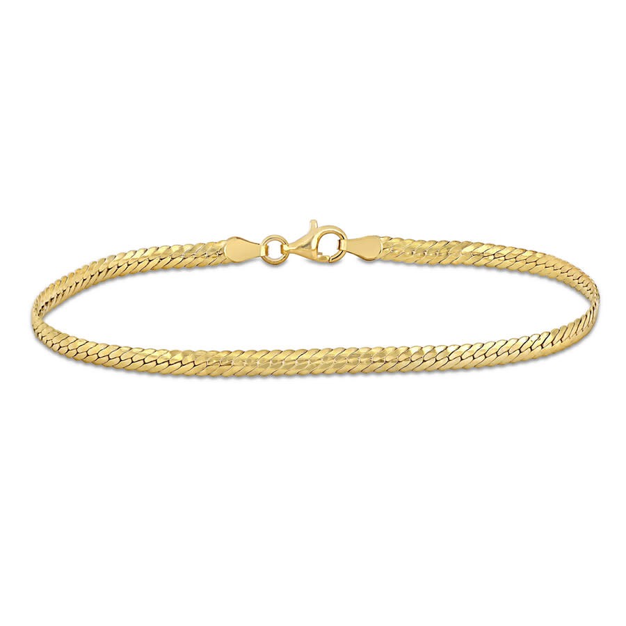 AMOUR 3mm Herringbone Bracelet In Yellow Plated Sterling Silver 9 In
