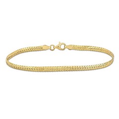 AMOUR 3mm Herringbone Bracelet In Yellow Plated Sterling Silver 9 In