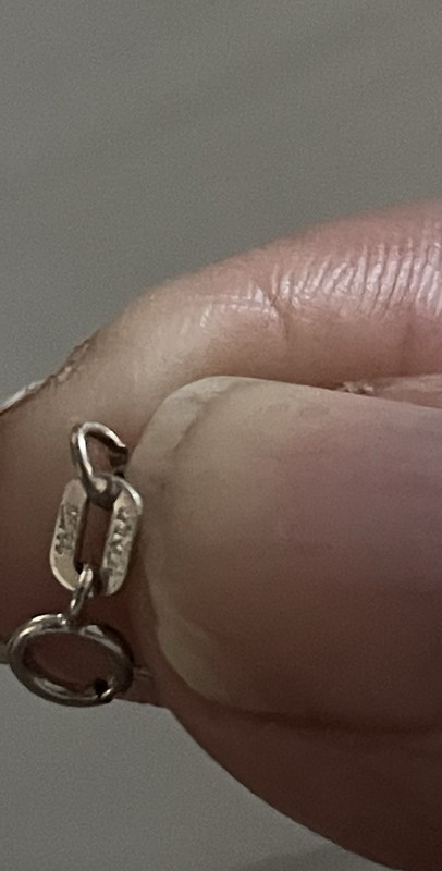 Sterling Silver Cable Chain Bracelet Bar Link Detail Lobster Clasp Signed gallery
