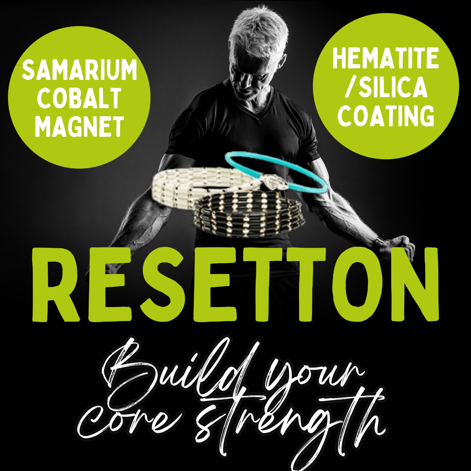 RESETTON Magnetic Bracelet SCBBK18WG 27in Good for Athletes body core Made in JP gallery