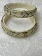 VTG Amedeo NYC “Lettera D’Amore” Cameo Lucite Bangle Bracelets Set Of 2
