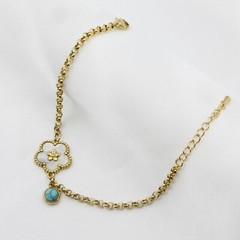 Gold Plated Stainless Steel White Flower Adjustable 16.5-20cm Hypoallergenic