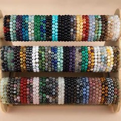 Natural Crystal Beaded Bracelet Gemstone Beads Stretch Healing Bracelet Handmade