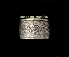 Lucky Brand Silver Tone Floral-Etched Statement Cuff Bracelet