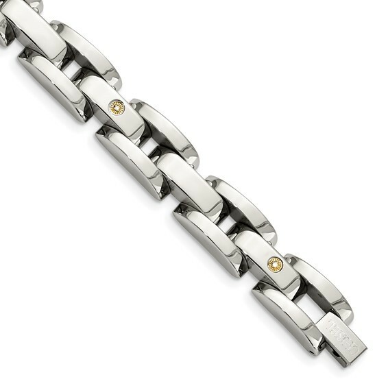 *BRAND NEW* Chisel Stainless Polished Rhodium-Plated Bracelet SRB415-8.5 gallery