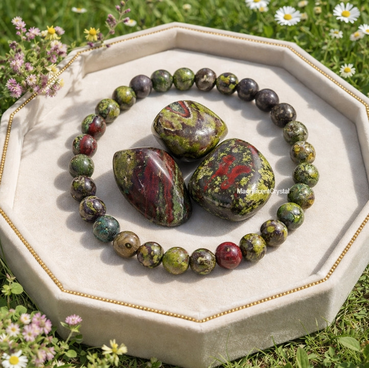 4PCS Bloodstone Tumbled Stone Bracelet Set Protection Healing Crystal Jewelry gallery