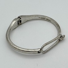 Vintage Unisex LUCKY Brand Silver Tone Hinged Bangle Bracelet – 6.75″