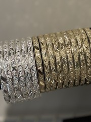New Set of 3 Real Gold/silver Plated Bangles With Etched Details