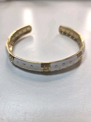 Plunder Design Jewelry “Torrence” White And Gold Bangle Bracelet