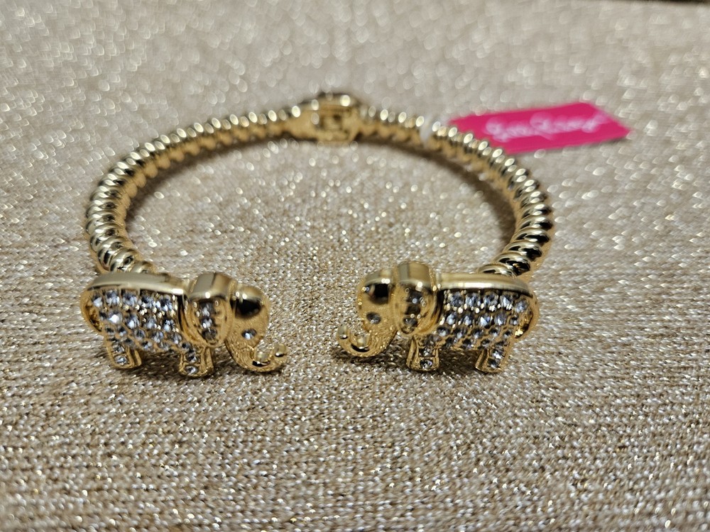 Lilly Pulitzer NWT Elephant 🐘 Cuff Bracelet Gold Metallic