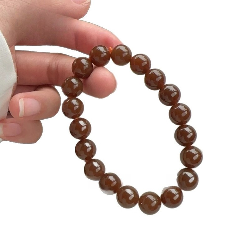 Natural Hotan Jade Brown Sugar Hand String 6mm True Jade Ball gallery