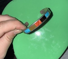 Silver Tone Multicolor Inlay Cuff Bracelet, Multicolor & Silver Color